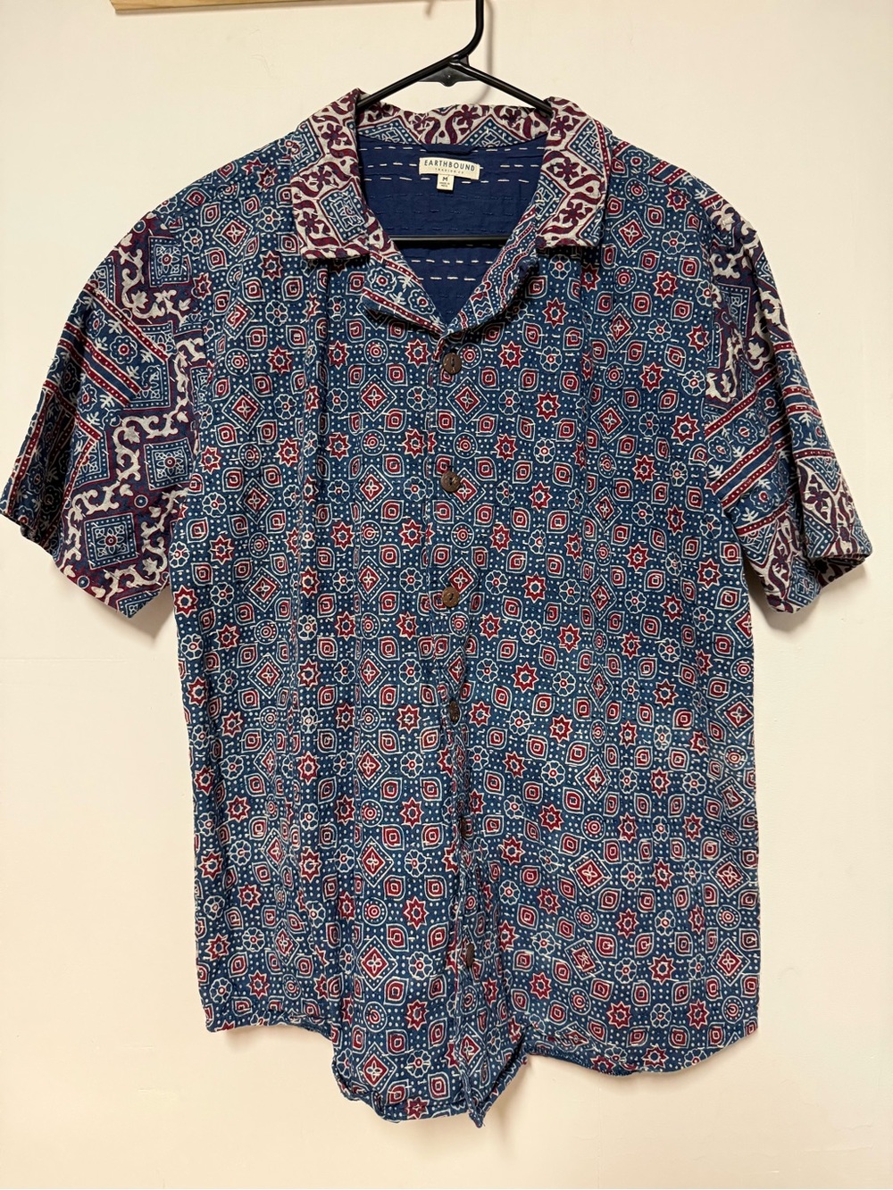 Earthbound Men’s Printed Short-Sleeve Button-Up Shirt - Blue Mosaic
